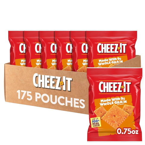 Cheez-It Cheese Crackers, Baked Snack Crackers, Made with Whole Grain, Original (175 Pouches)