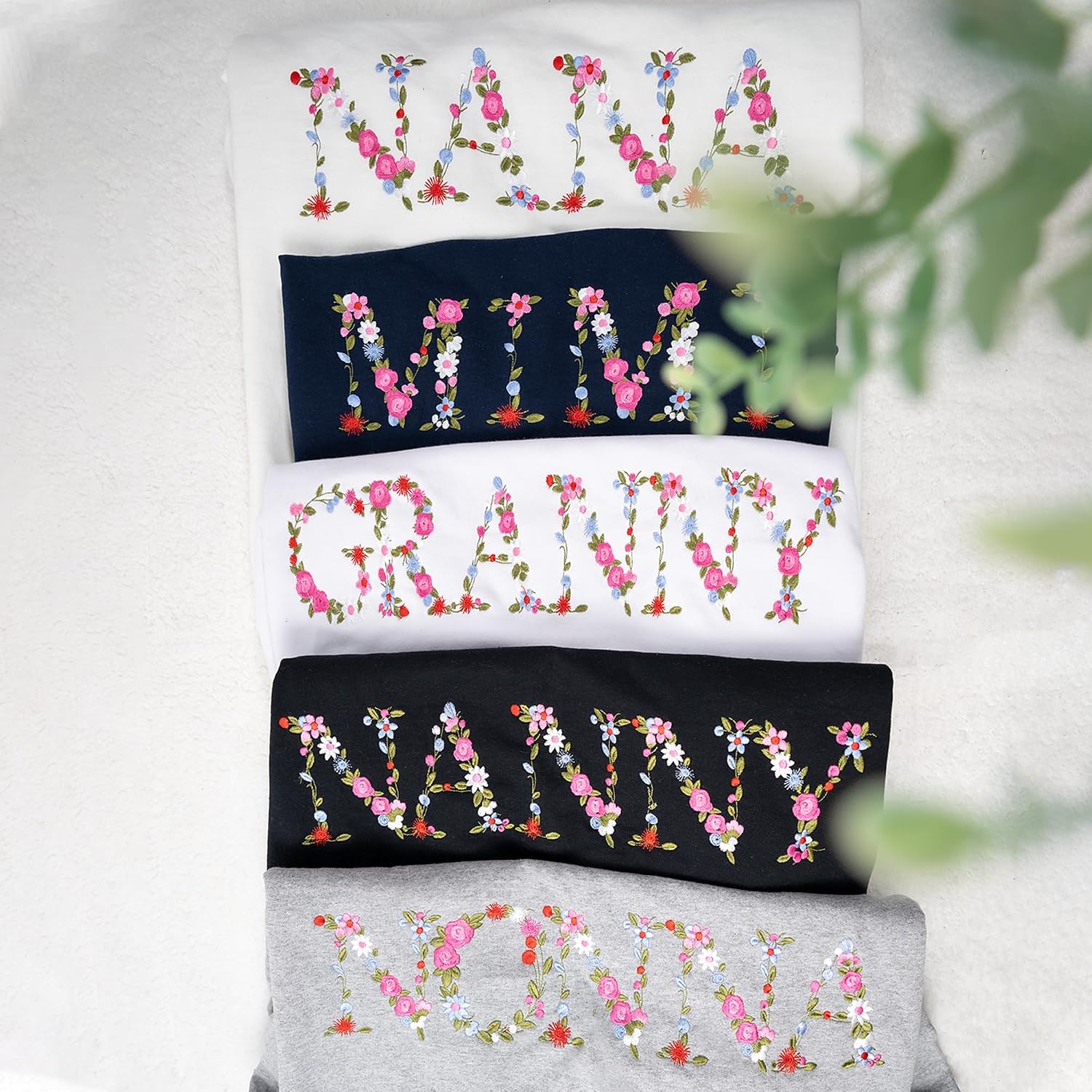 Embroidery Nana Sweatshirts For Women Gift Sweatshirt From Grandkids Nana Flower Grandma Gift Mothers Christmas
