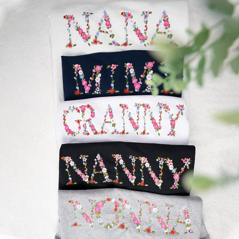 Embroidery Mimi Sweatshirts For Women Gift Sweatshirt From Grandkids Mimi Flower Grandma Gift Mothers Christmas