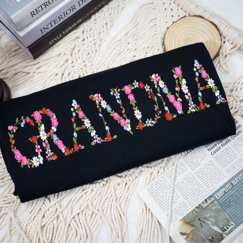 Embroidery Floral Grandma Sweatshirts For Women Gift Sweatshirt From Grandkids Flower Gift Mothers Day Christmas