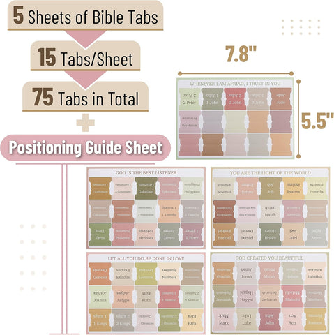 Mr. Pen- Bible Tabs, 75 Boho Theme Laminated Tabs for Women and Men