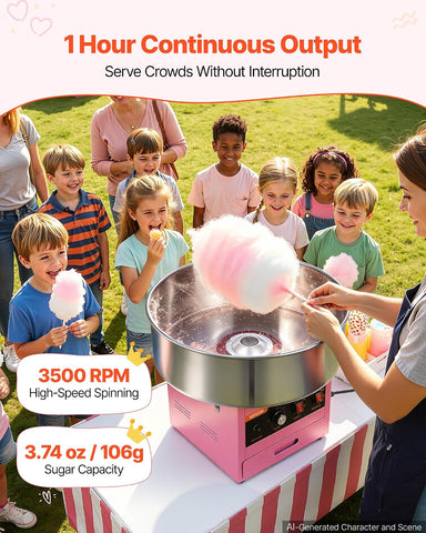 VEVOR Commercial Cotton Candy Machine, 1000W Electric Candy Floss Maker