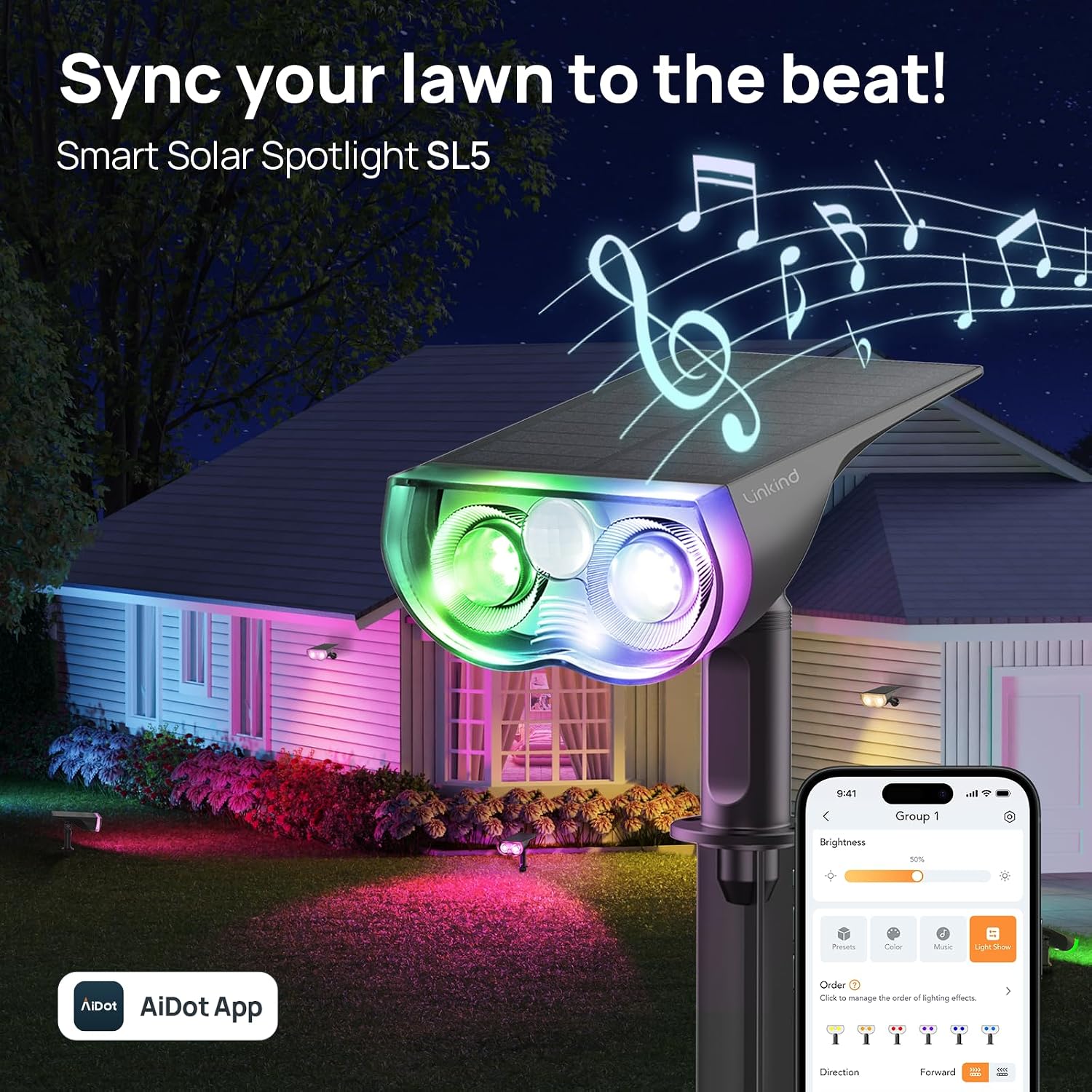 Linkind Smart Solar Lights SL5 with Motion Sensor, Halloween Lights Outdoor