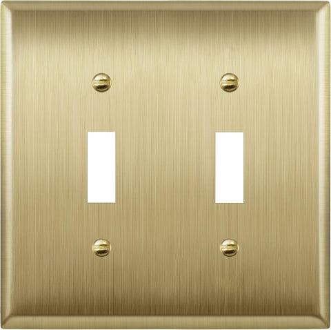 LIDER Toggle Light Switch Metal Wall Plate, Mid-Size 2-Gang 4.88" x 4.92"