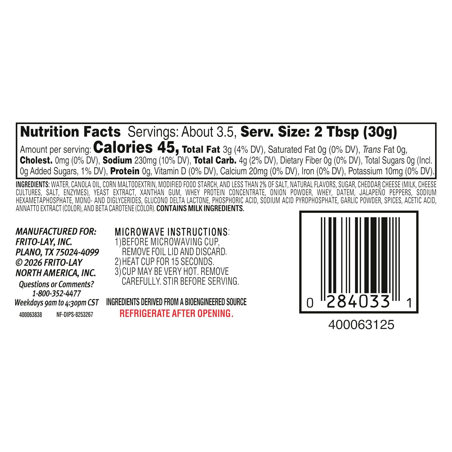 Tostitos Dips, Queso To Go Nacho Cheese Dip, Medium, 3.625 oz Cups (30 Pack)