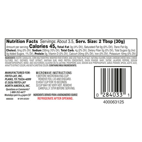 Tostitos Dips, Queso To Go Nacho Cheese Dip, Medium, 3.625 oz Cups (30 Pack)