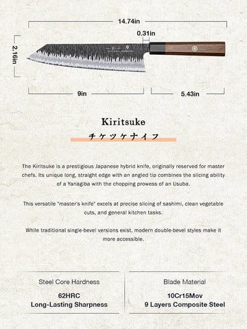 9 Inch Kiritsuke Chef Knife – 9 Layer 10Cr15MoV Steel