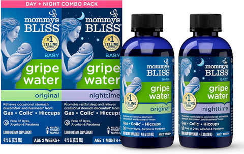 Mommy's Bliss Gripe Water Day & Night Combo, 1 Month+, 4 Fl Oz (Pack of 2)
