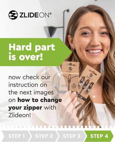 Zlideon Zipper Repair Kit for Metal Zippers Multipack - 4pcs - Black