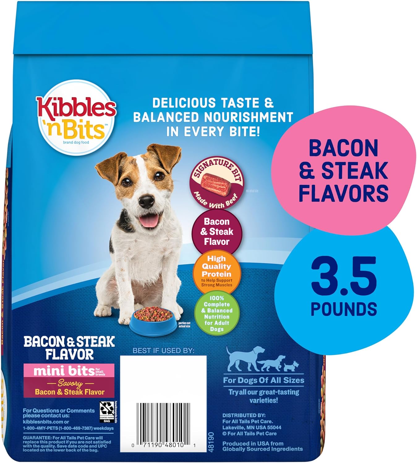 Kibbles 'n Bits Mini Bits Small Breed Dry Dog Food, 3.5 lb. Bag