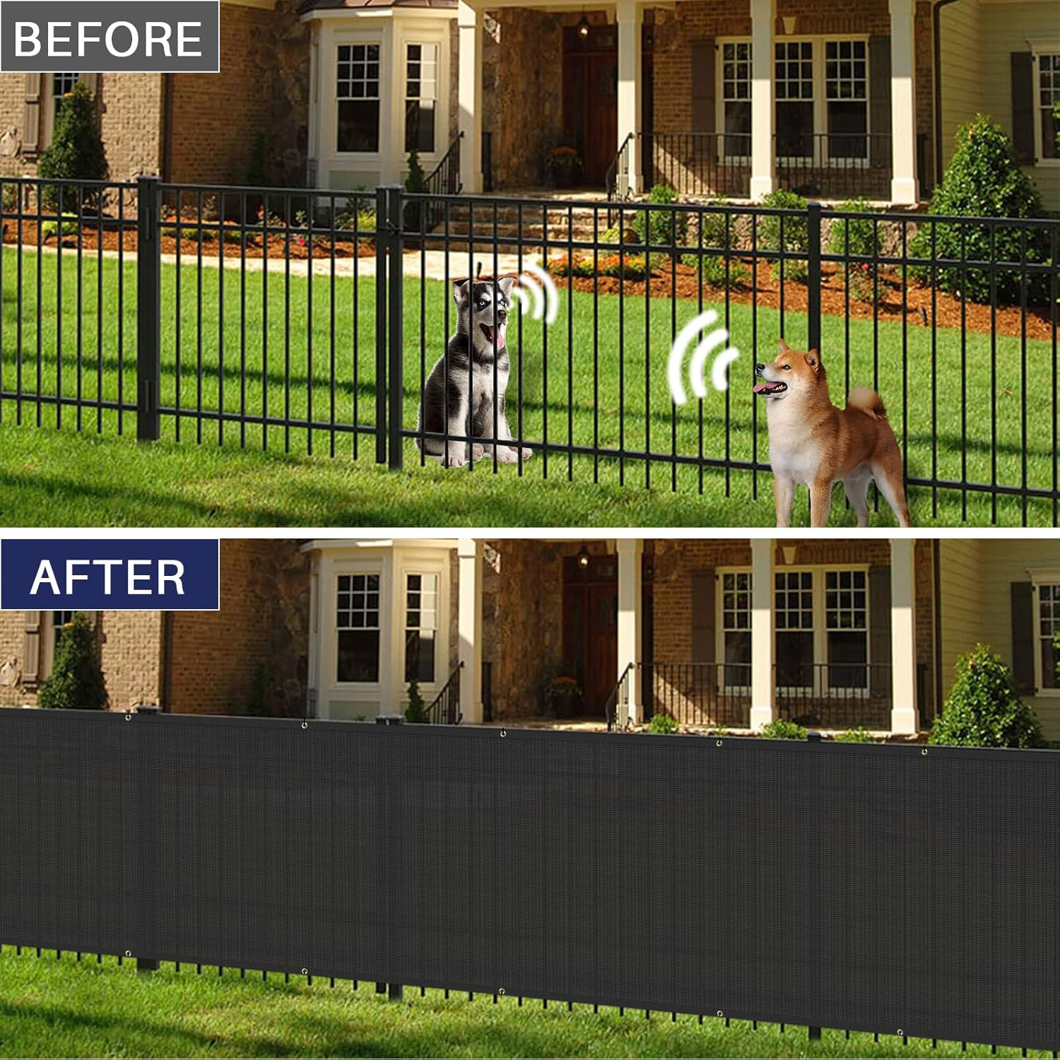WINDSCREEN4LESS 6' x 30' Privacy Fence Screen in Black for Chain Link Fence W/ Brass Grommet Windscreen Outdoor Backyard Mesh Fencing Cover Netting 150GSM Fabric W/ Zip Ties - Custom Size