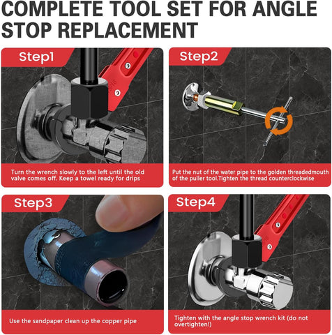 Plumbing Tools with Angle Stop Wrench & Compression Sleeve Puller