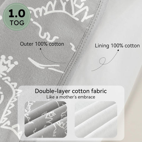Unnivoll Baby Sleep Sack 0-6 Months 100% Organic Cotton 1.0 TOG
