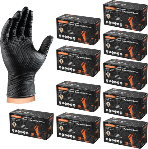 ANBOSON 10 Mil Heavy Duty Diamond Texture Nitrile Gloves, Medium, 1000 Ct