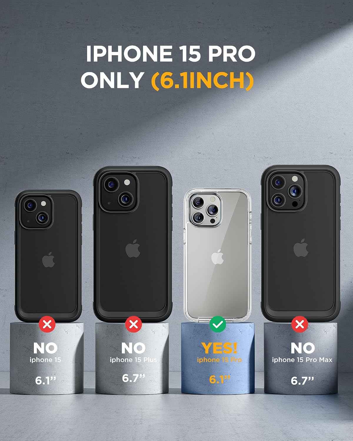 miracase for iPhone 15 Pro Case, Full-Body Clear Bumper Phone case with Built-in Glass Screen Protector& Camera Protector, Military Drop Proof 15 Pro Case Cover 6.1 inch,Clear