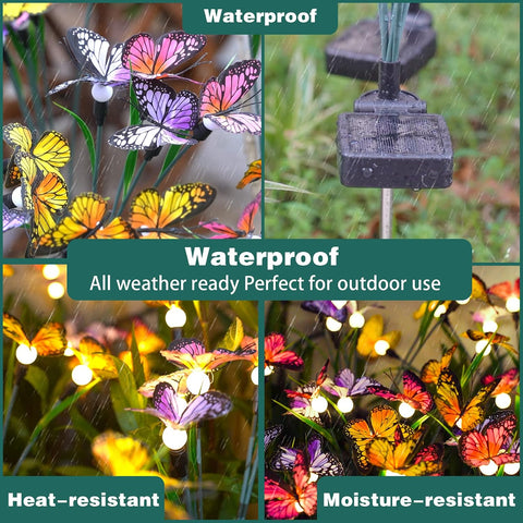 TONULAX Solar Garden Lights - 2 Pack Swaying Butterfly Light, Swaying in The Wind, Solar Outdoor Lights, Yard Patio Pathway Decoration, High Flexibility Iron Wire & Realistic Butterflies