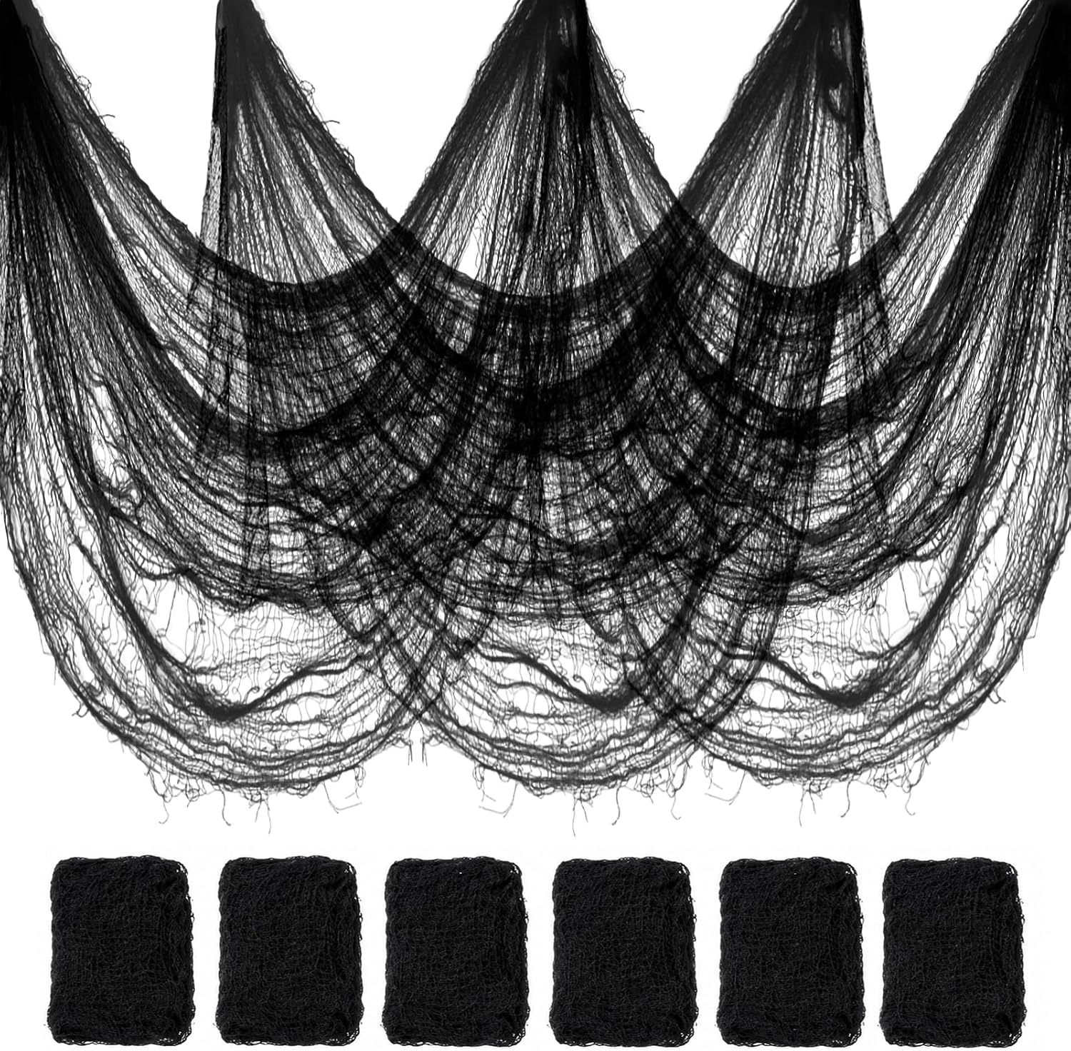 Halatool 6 Pcs Creepy Cloth, 30 x 72 Inch Black Cheesecloth Halloween Decor