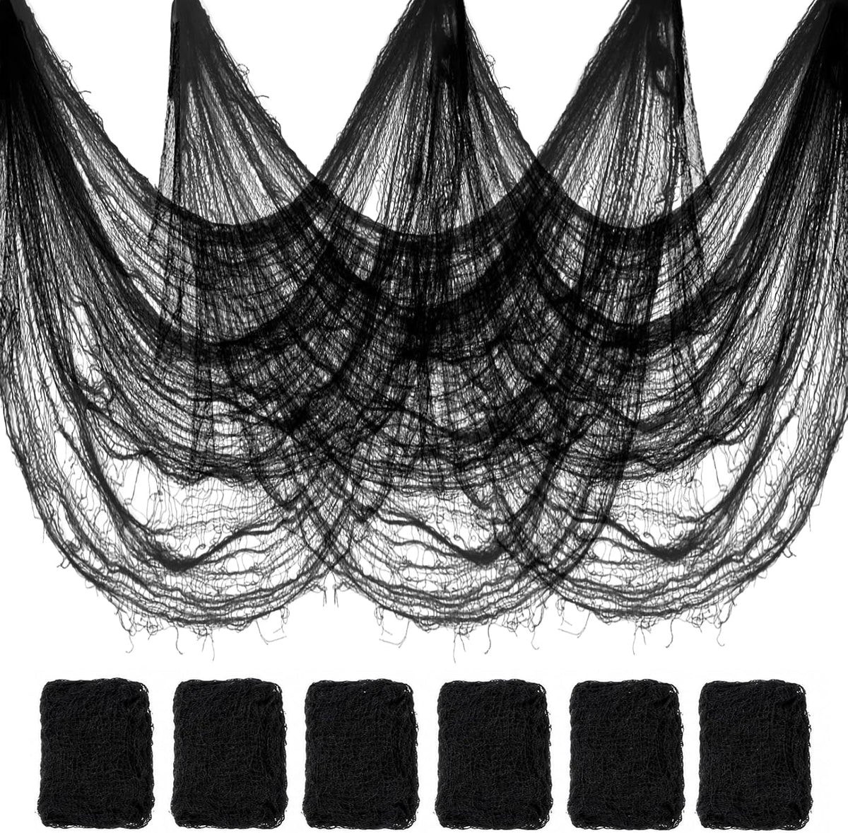 Halatool 6 Pcs Creepy Cloth, 30 x 72 Inch Black Cheesecloth Halloween Decor