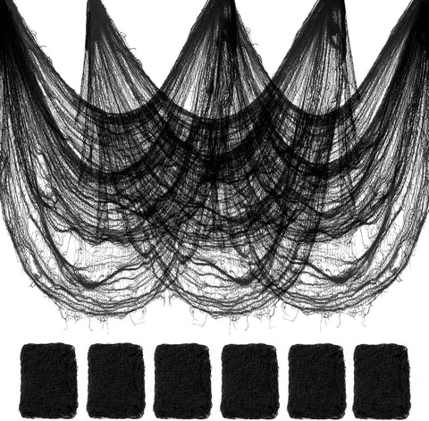 Halatool 6 Pcs Creepy Cloth, 30 x 72 Inch Black Cheesecloth Halloween Decor