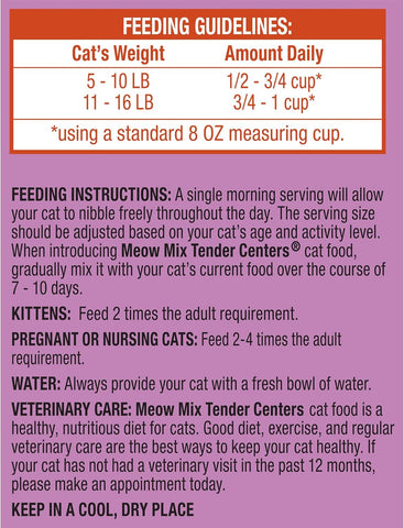 Meow Mix Tender Centers, Dry Cat Food, Chicken & Tuna Flavors, 14.2 lb. Bag