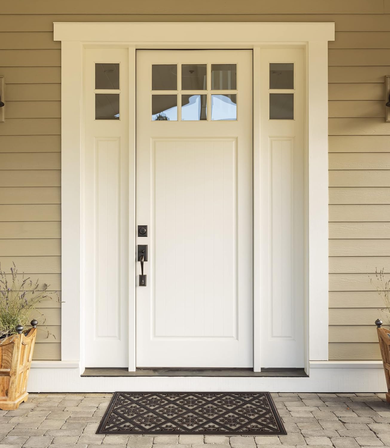 DII High Traffic All-Weather Rubber Doormat, 18x30, Welcome Scroll