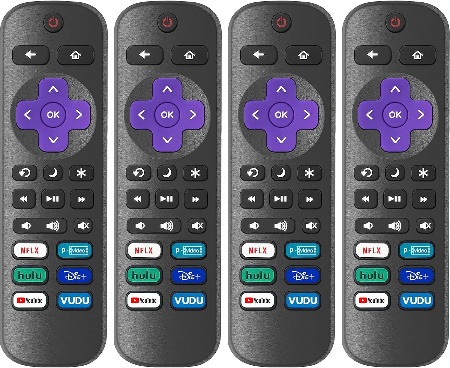 4 Pack Replacement Remote Control Only for Roku TV, Compatible with All TCL Roku/Hisense Roku/Onn Roku/Sharp/Philips Roku (Not for Roku Stick, Box or Speaker)