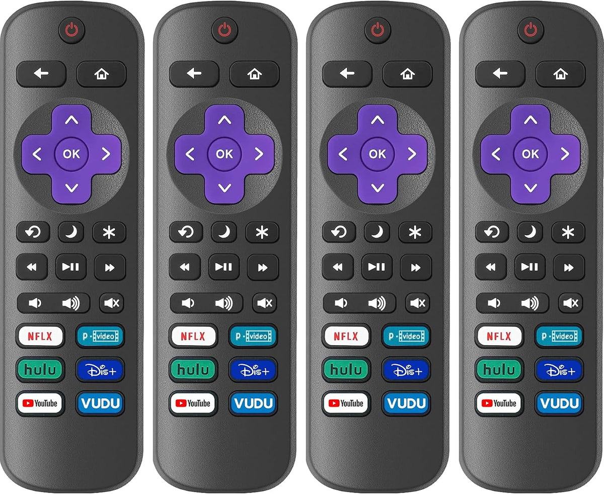 4 Pack Replacement Remote Control Only for Roku TV, Compatible with All TCL Roku/Hisense Roku/Onn Roku/Sharp/Philips Roku (Not for Roku Stick, Box or Speaker)