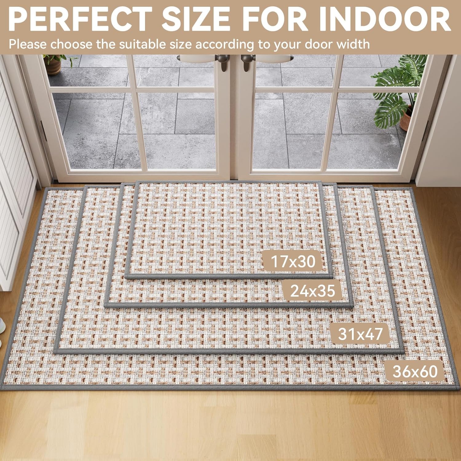 YDKGL Front Door Mat Indoor Entrance Non Slip Entry Doormat Gray 24"x35"