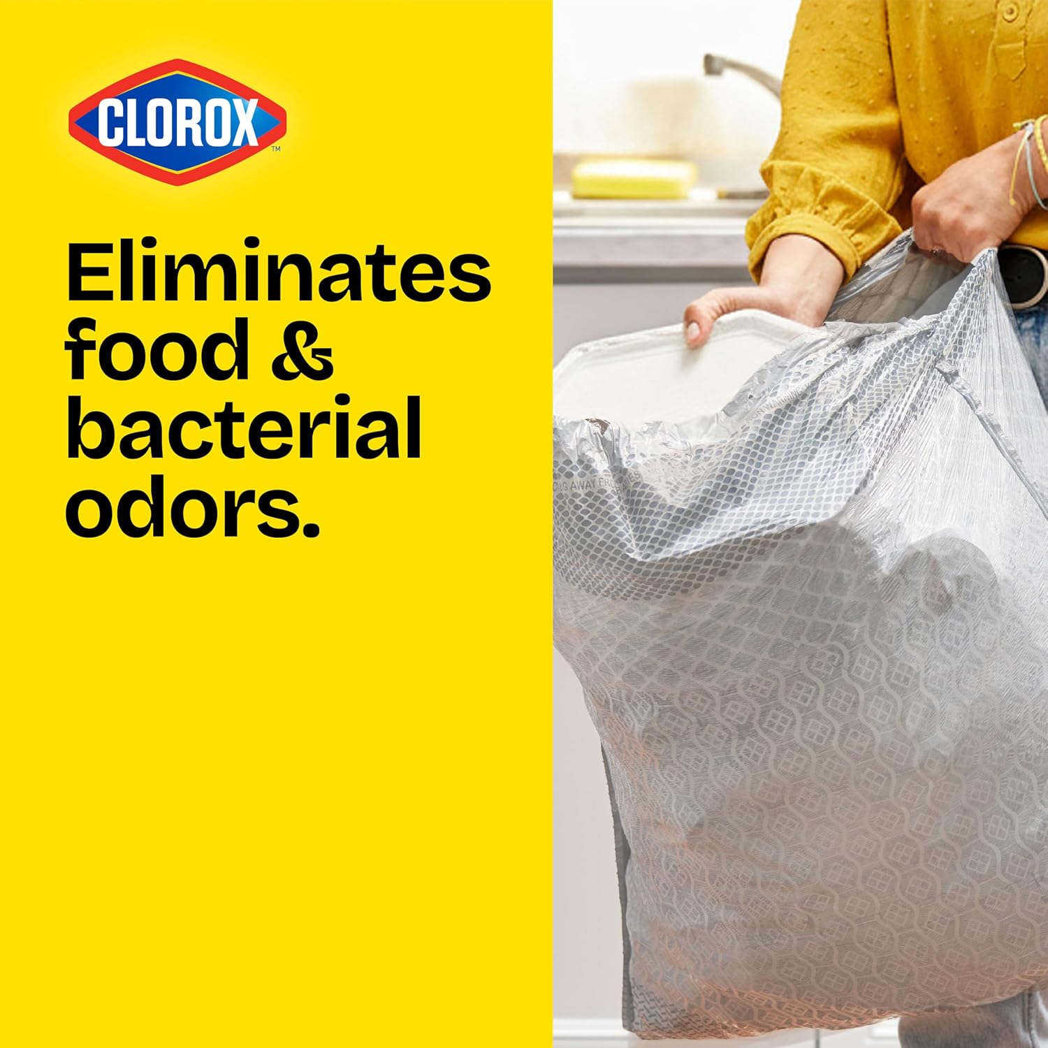 Glad ForceFlex MaxStrength with Clorox Tall Kitchen Trash Bags, 13 Gal, 34 Ct (Package May Vary)