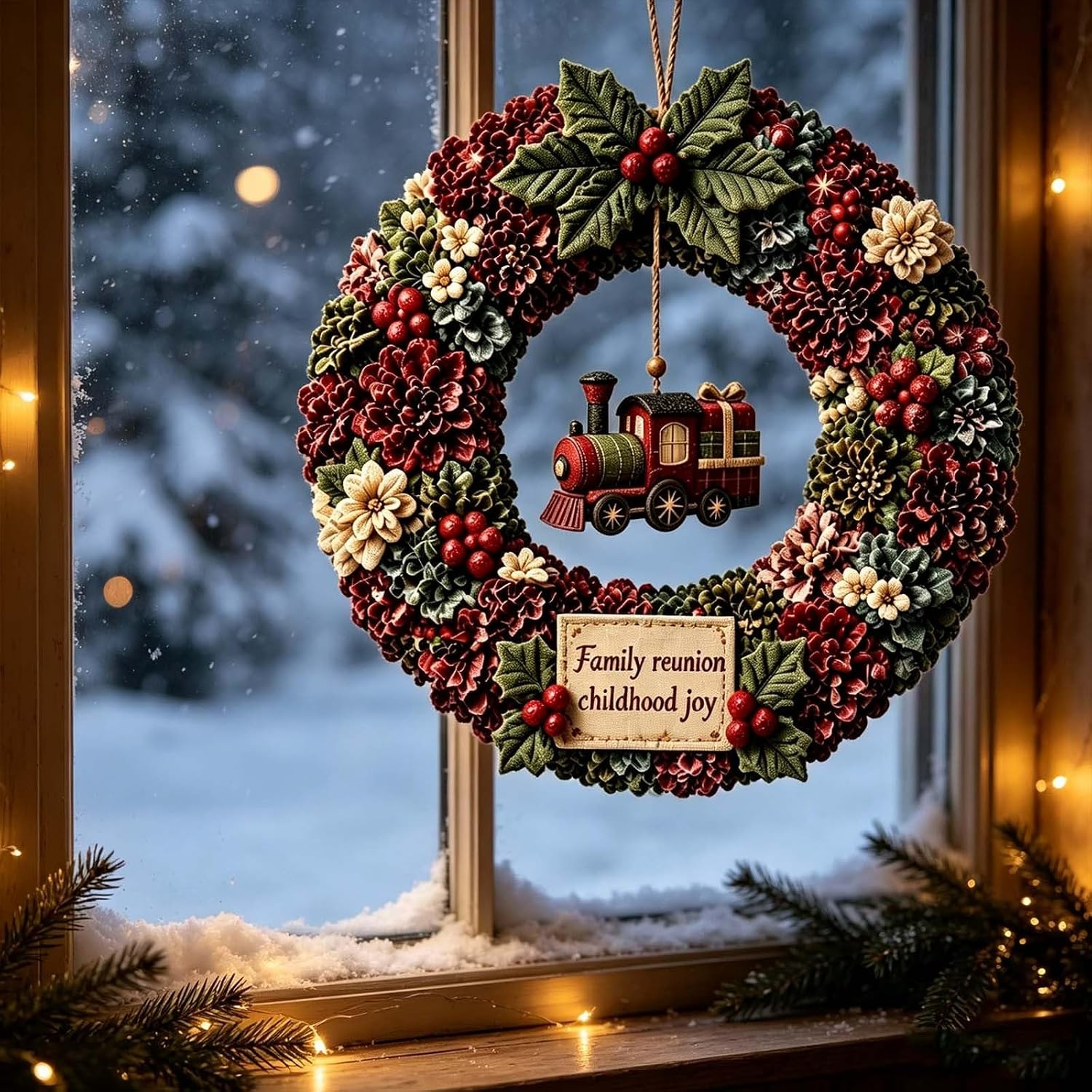 Christmas Wreath 3D Fabric Poke Art DIY Kits for Adults (Vintage Train)