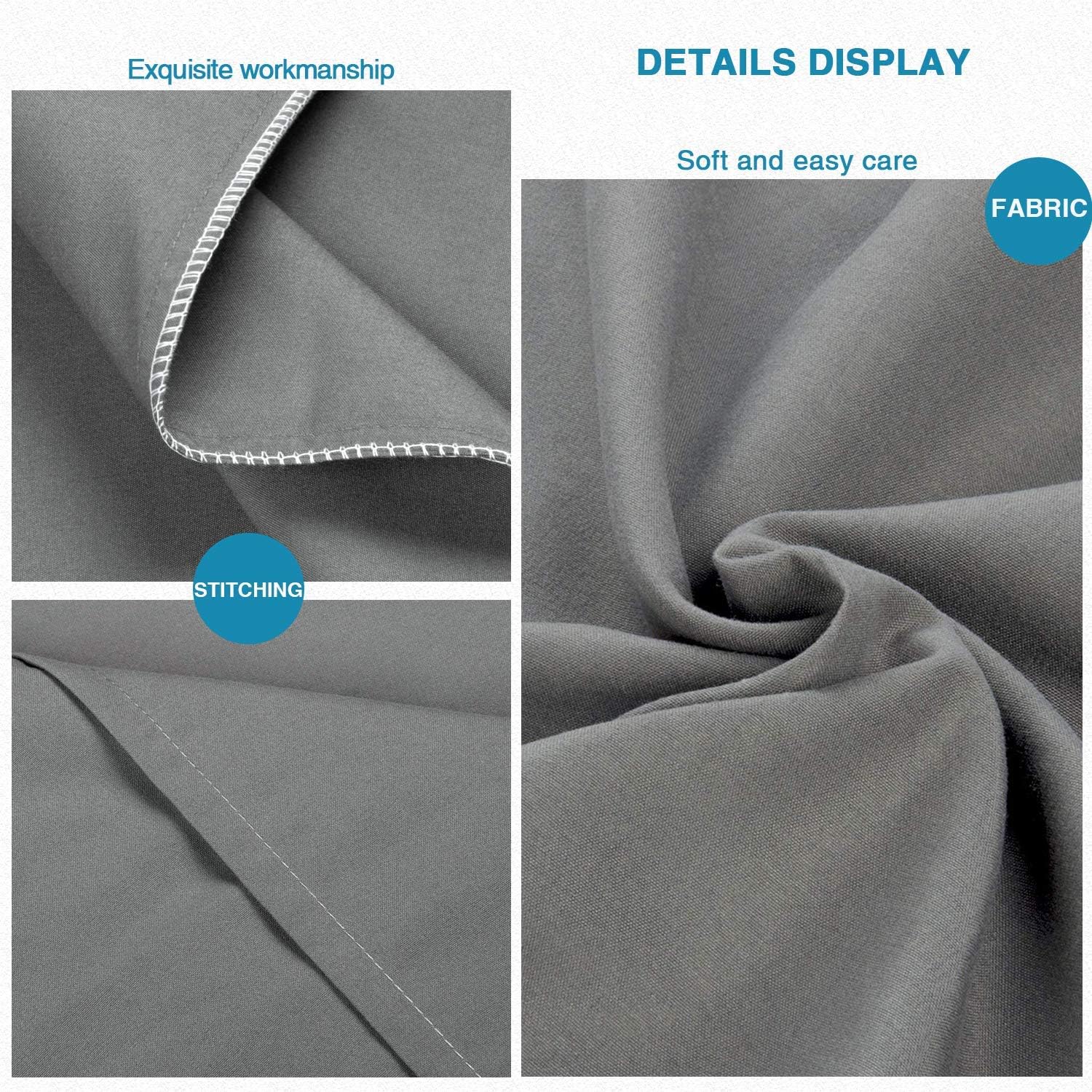 FLXXIE 2-Pack Microfiber Queen Pillow Cases, Envelope Closure, Dark Grey