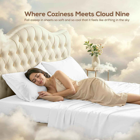 King Sheets Set, 4 Pieces 16" Deep Pocket Hotel Luxury Bed Sheets, White