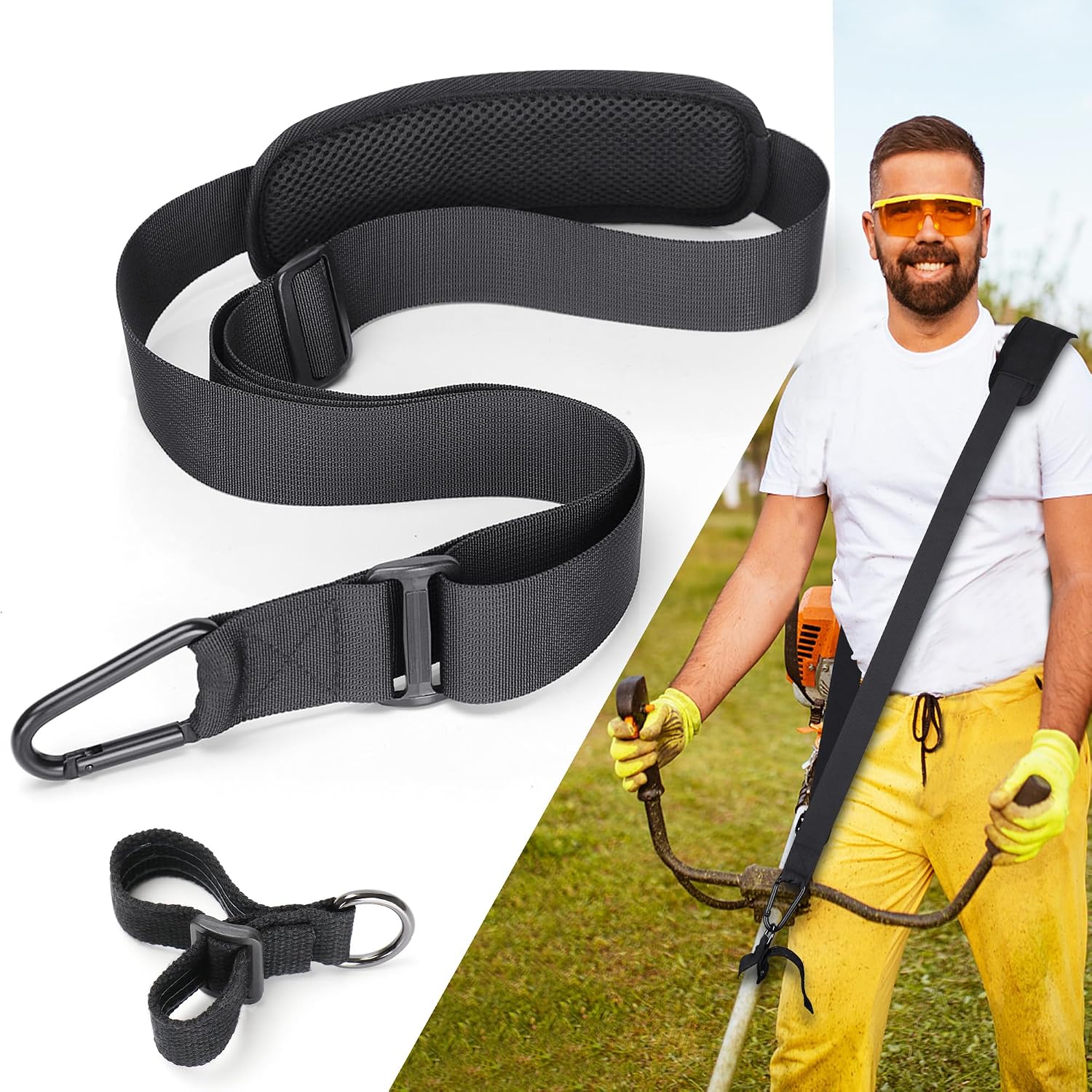 Trimmer Strap for Weed Eater Shoulder Strap Harness [Upgraded Metal-Clip]
