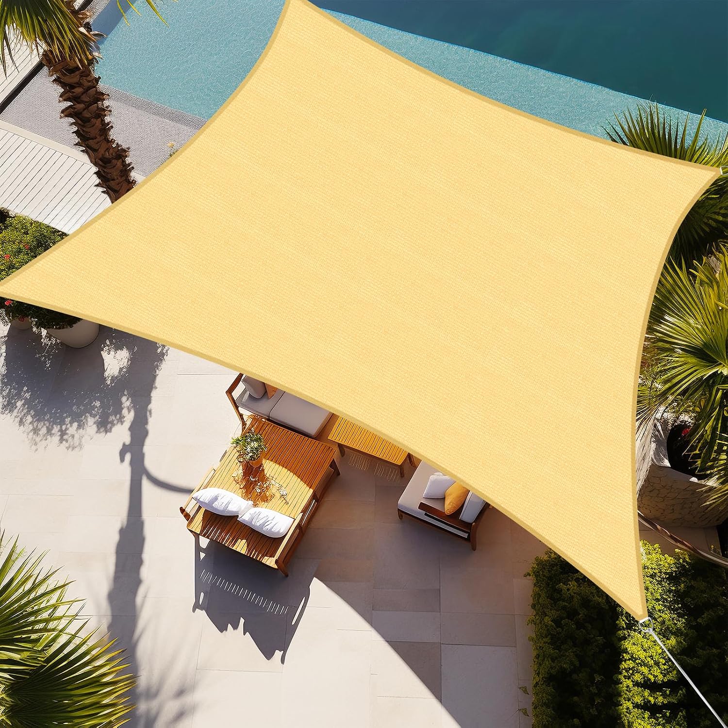 Shade&Beyond 7'X13' Sun Shade Sail Sand Rectangle