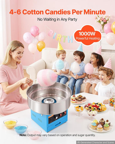 VEVOR Commercial Cotton Candy Machine, 1000W Electric Candy Floss Maker