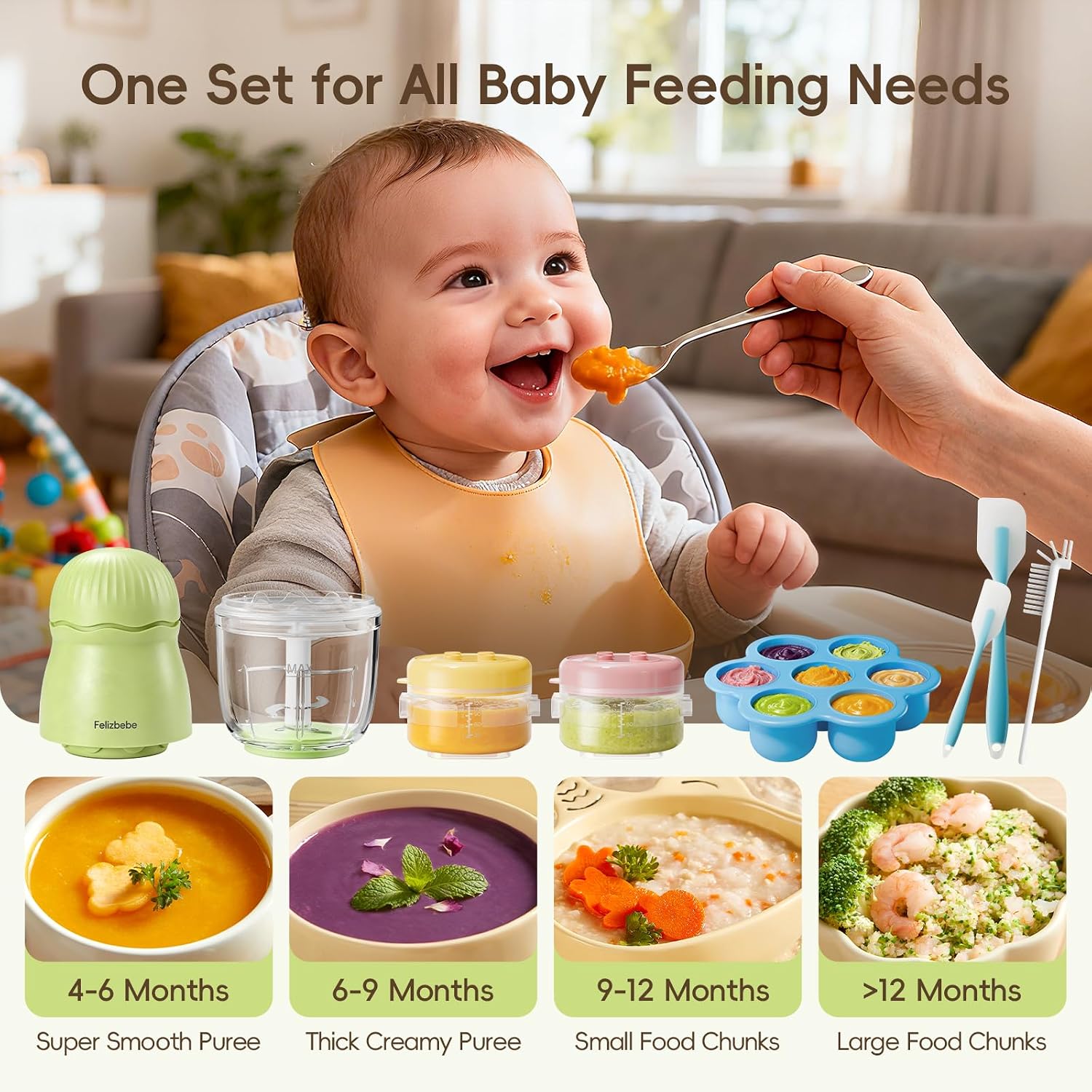 Baby Food Maker, Small Baby Food Processor Set, 10oz Puree Blender