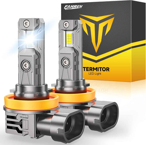 Termitor 𝐏𝐫𝐨 H11/H9/H8 Light bulbs,𝟗𝟎,𝟎𝟎𝟎𝐋𝐌 900% Super Bright 6500K with Cooling Fan H9, 1:1 Mini Size H8, 18+ Years Life CANBUS Ready Plug And Play, Pack of 2