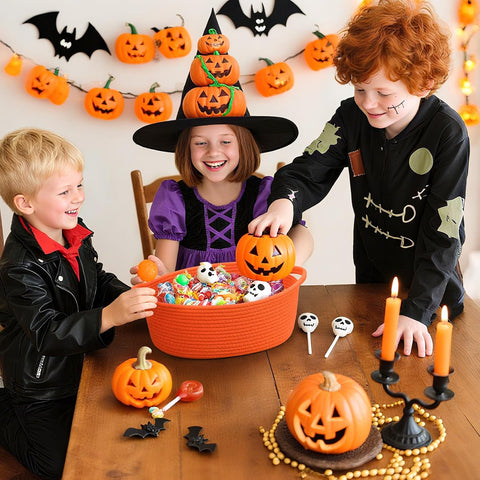 CHICVITA Halloween Basket for Gifts, Boo Basket for Gift Empty,Orange