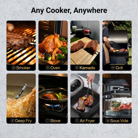Typhur Sync One Gen 2 Smart Wireless Meat Thermometer with 6-Sensor: Standalone Base with LCD Display, Unlimited WiFi & Bluetooth Range, ±0.5℉ Accuracy, Enhanced Signal Stability for BBQ, Grill, Oven