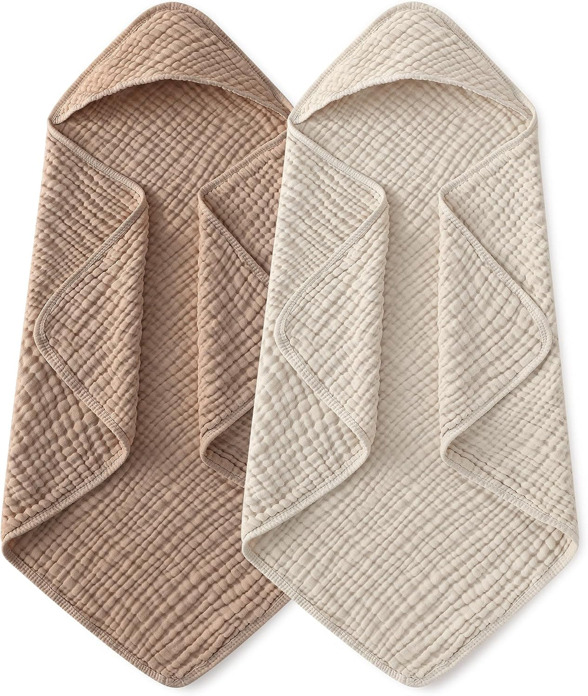 Yoofoss Hooded Baby Bath Towels 2 Pack 100% Muslin Organic Cotton with Hood