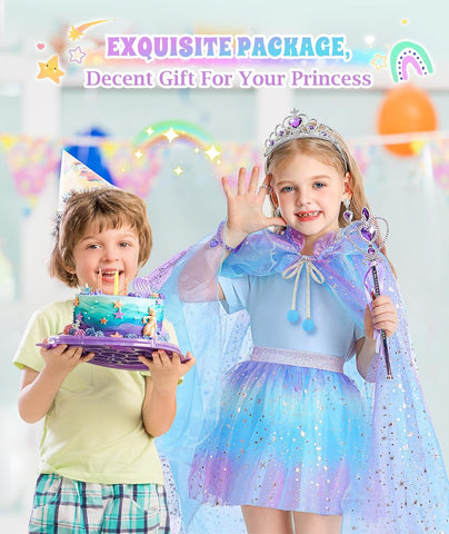 Princess Dress Up for Girls, Unicorn Light up Princess Cape Princess Dress