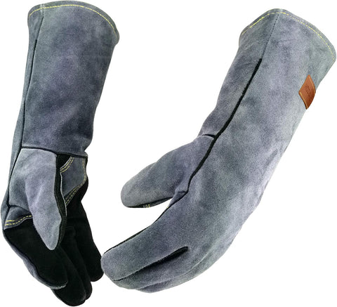 WZQH 14 In,932℉,Welding Gloves,Fireplace Glove,Fire & Heat Resistant,M