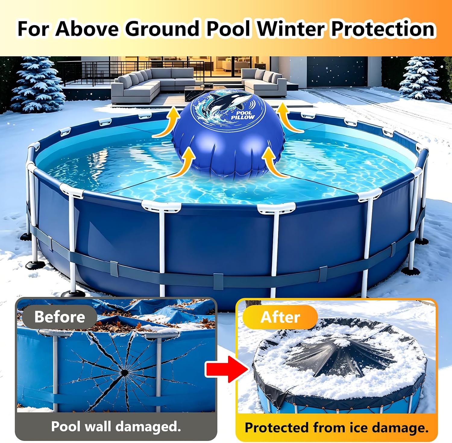 Pool Pillow for Closing Winter Above Ground, Oursieez 4Ft Pool Cover Pillow