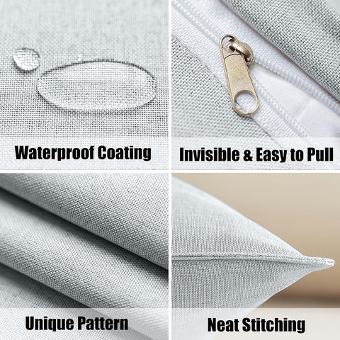 NiNi ALL Waterproof Outdoor Pillow Covers 16x16 Set of 2 Patio Light Grey