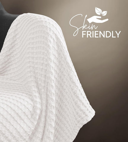 Utopia Bedding 100% Cotton Waffle Blanket Queen Size White, 90x90 Inch