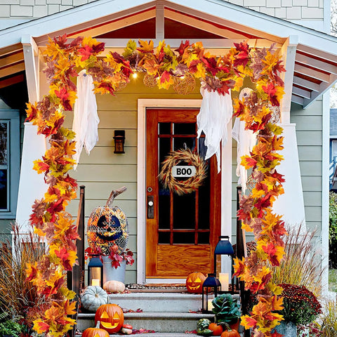 Fall Maple Leaf Garland, Yellow, 2PCS, 11.8FT