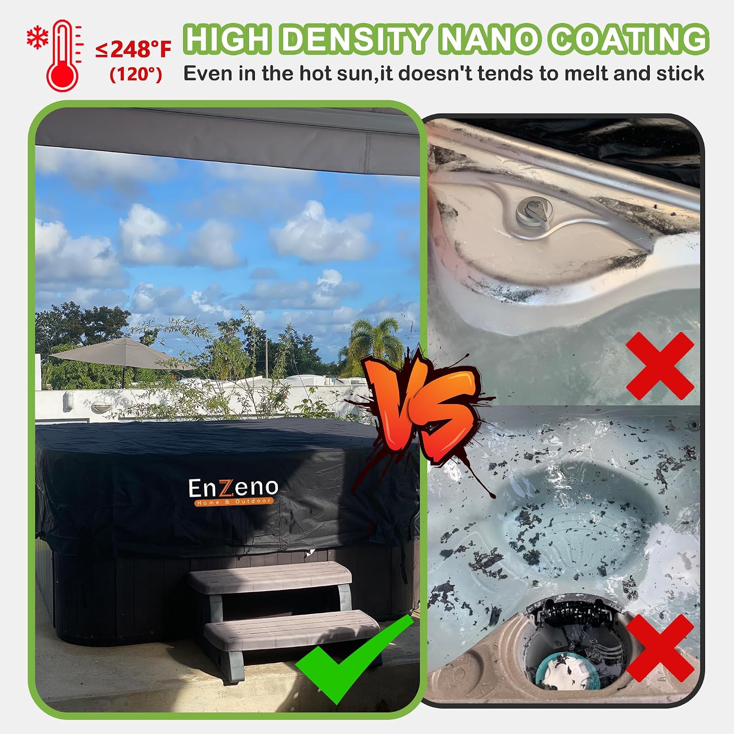 Enzeno Outdoor Hot Tub SPA Cover,Protector Jacuzzi Cover Waterproof 73x73in