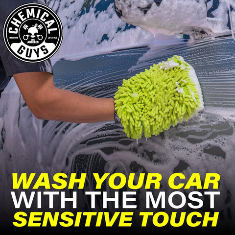 Chemical Guys, Chenille Microfiber Wash Mitt for Cars, Lime Green, Single