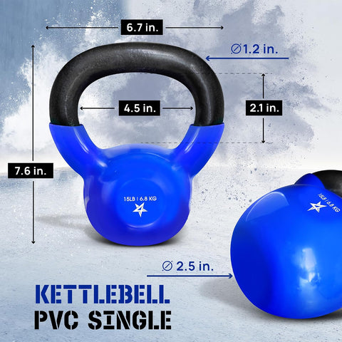 Yes4All Kettlebell, 5-100 LB Vinyl Coated Cast Iron Strength Training Kettlebells for Home Gym Exercises, Fitness, Full Body Workout Equipment, Push Ups, and Grip Strength