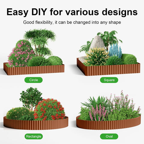 Land Guard Corrugated Garden Edging Border, 6"×25' Landscape Paver Edging, Tall Landscape Edging, Fence for Garden, Flower Bed, Lawn and Landscape Edging (Red Rust)